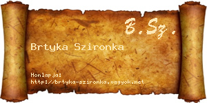 Brtyka Szironka névjegykártya